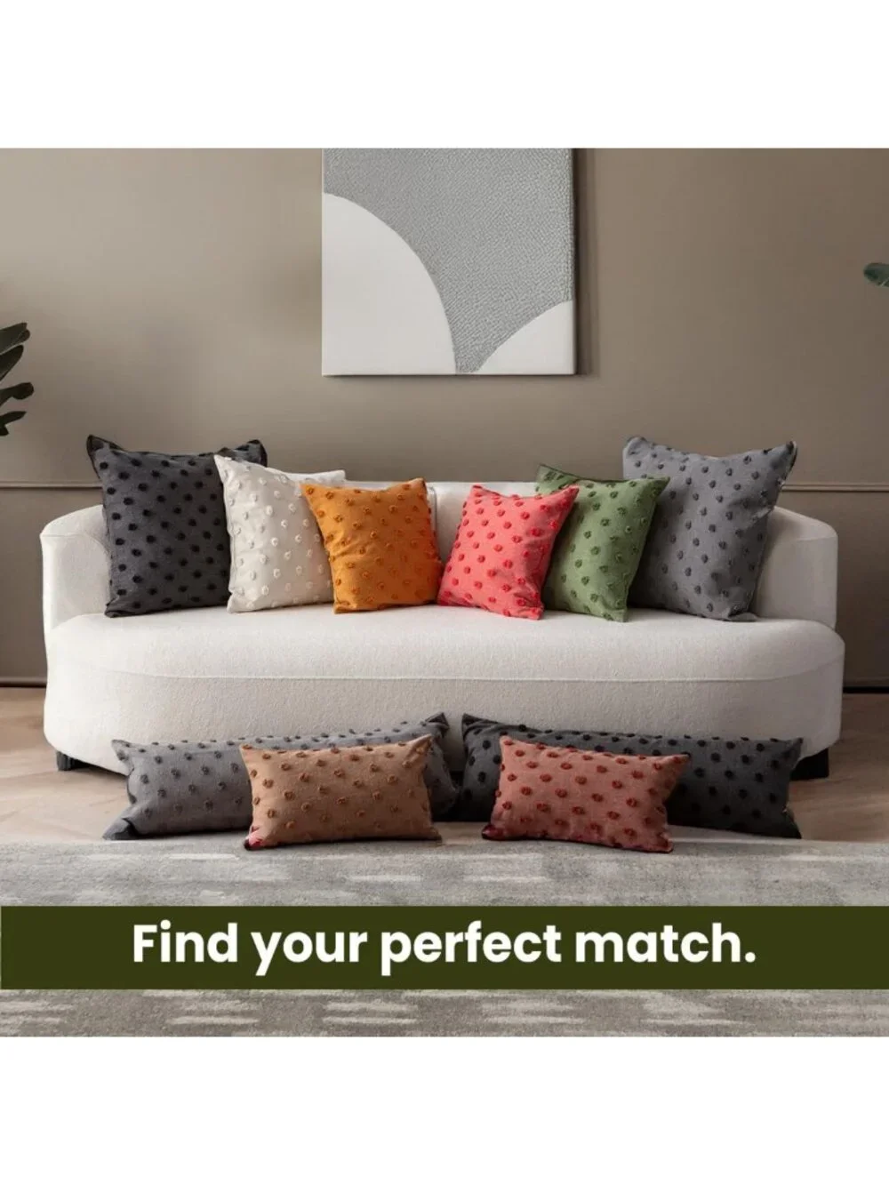 Olive Green Decorative Throw Pillow Covers 20x20 Set of 2 - Cotton Blend, Hidden